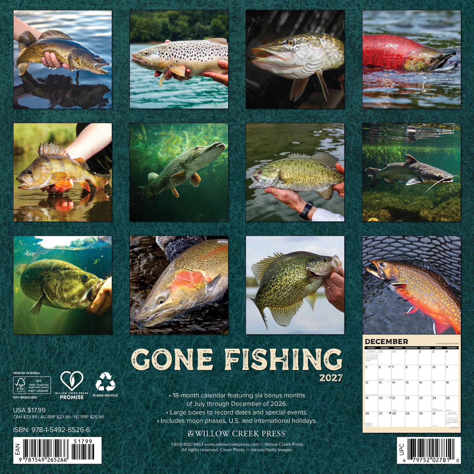 Willow Creek Press - 2027 Gone Fishing Calendar