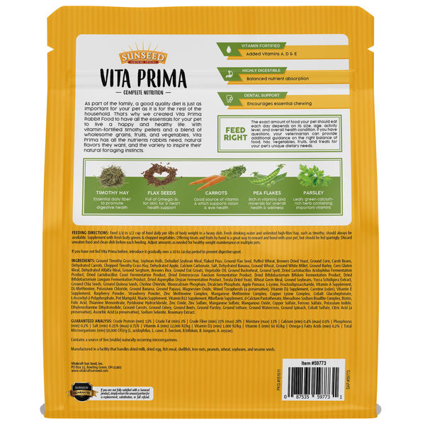 Sunseed - Vita Prima - Adult Rabbit Food - Southern Agriculture 