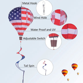 Tsyware - Patriotic Hot Air Balloon Garden Wind Spinner Windmill