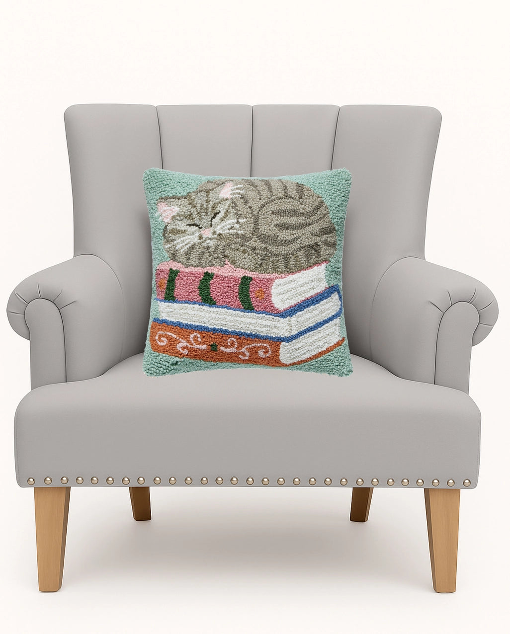 Peking HandiCraft - Pillow Hook Cat On Books