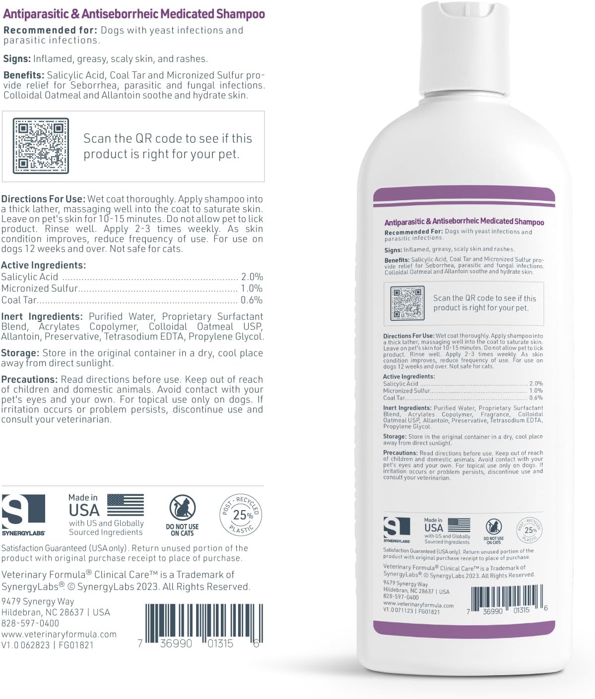 Synergy Labs - Veterinary Formula Antiparasitic & Antiseborrheic Medicated Shampoo - Southern Agriculture 