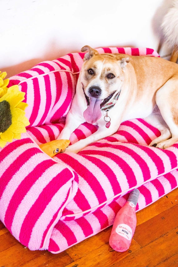 Glow Pups - Dog Bed Sofa Striped Pretty Pink