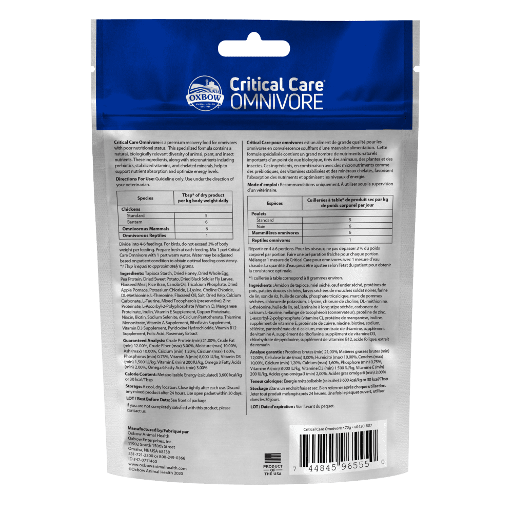 Oxbow - Critical Care Omnivore For Small Animals & Other Omnivore