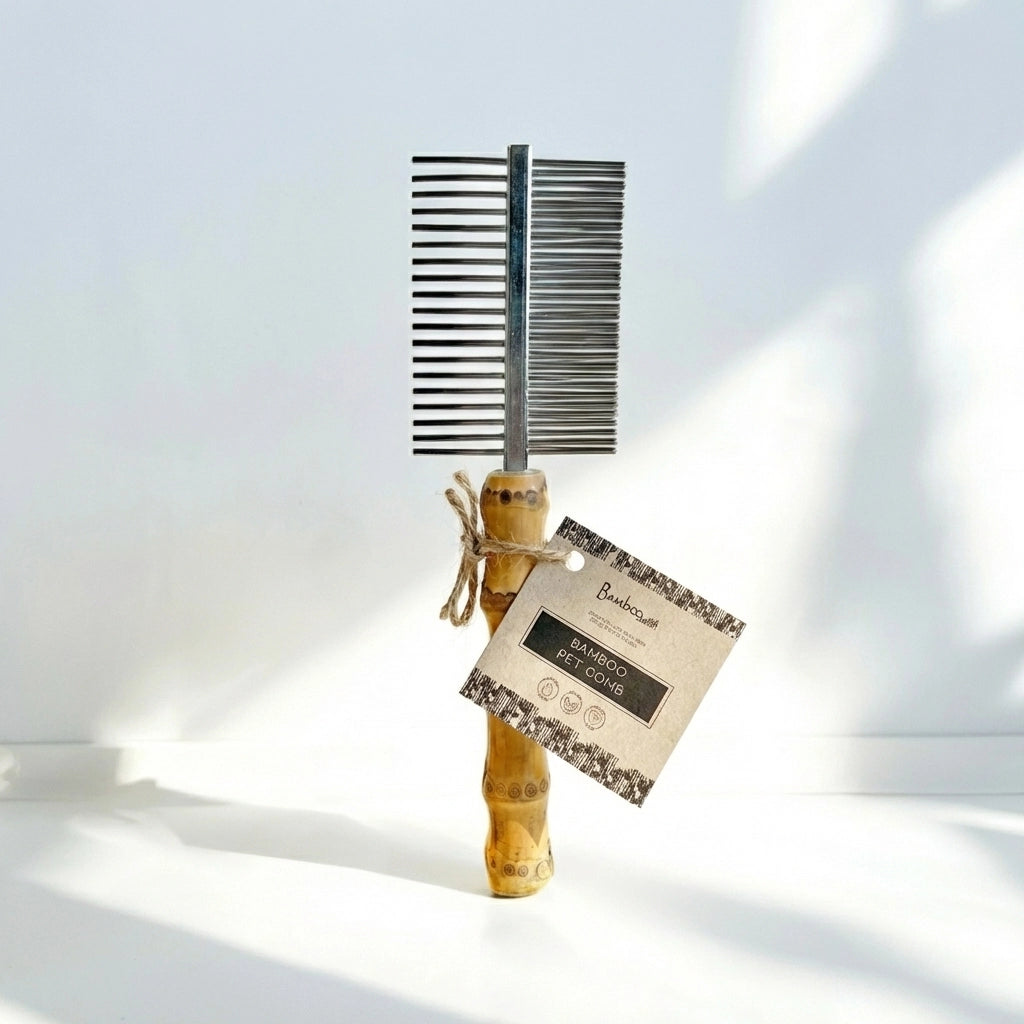 Bamboo Switch - Double Sided Flea Comb with Bamboo Handle