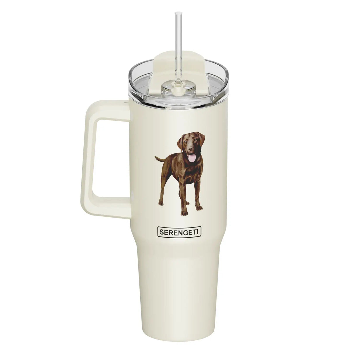 E & S Imports - Tumbler with Handle & Straw Chocolate Lab