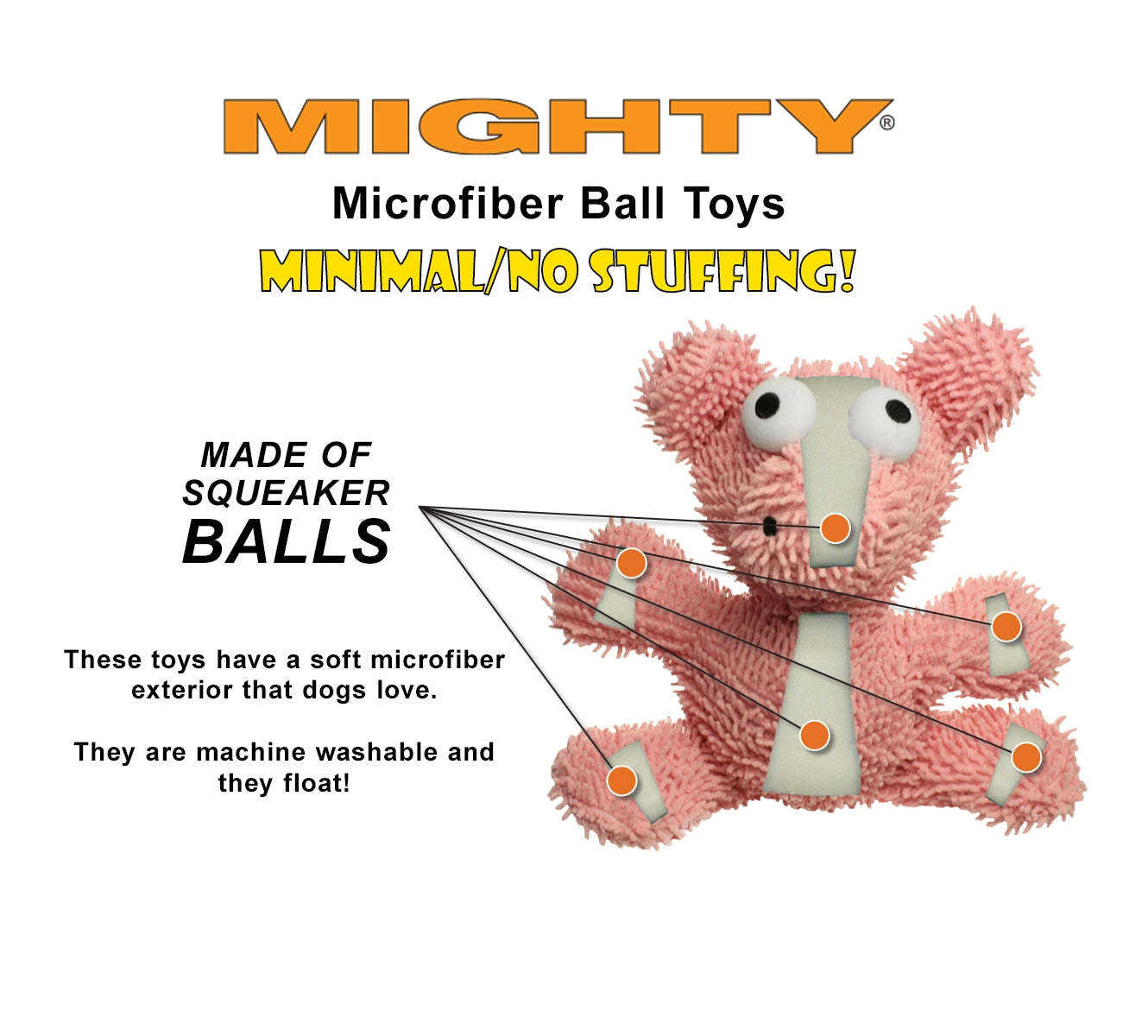 Tuffy Dog Toys - Mighty Junior Microfiber Ball Rabbit Squeaky Durable Toy