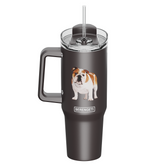 E & S Imports - Tumbler with Handle & Straw Bulldog