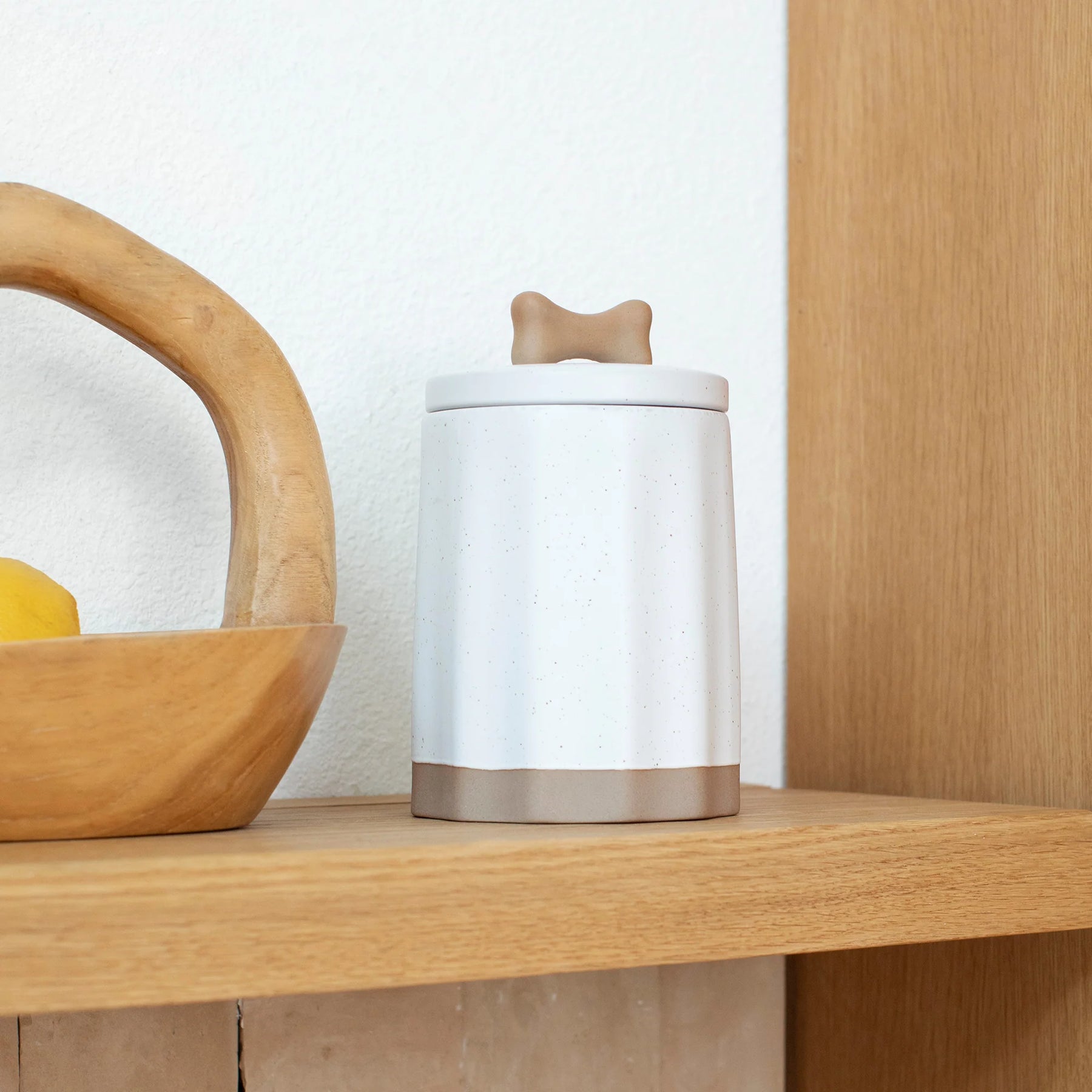 Petshop by Fringe Studio - Treat Jar White/Brown Bone on Top