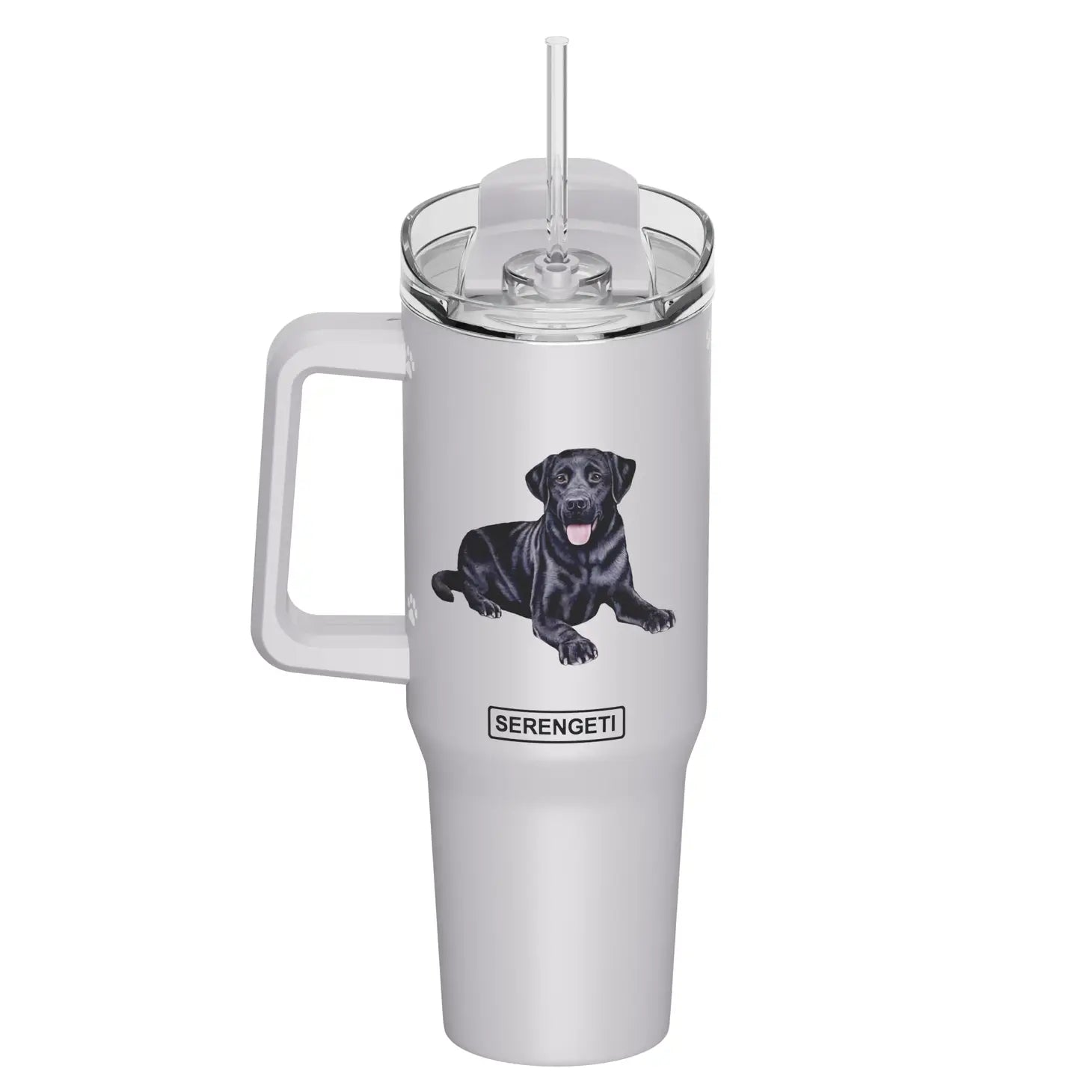 E & S Imports - Tumbler with Handle & Straw Black Lab