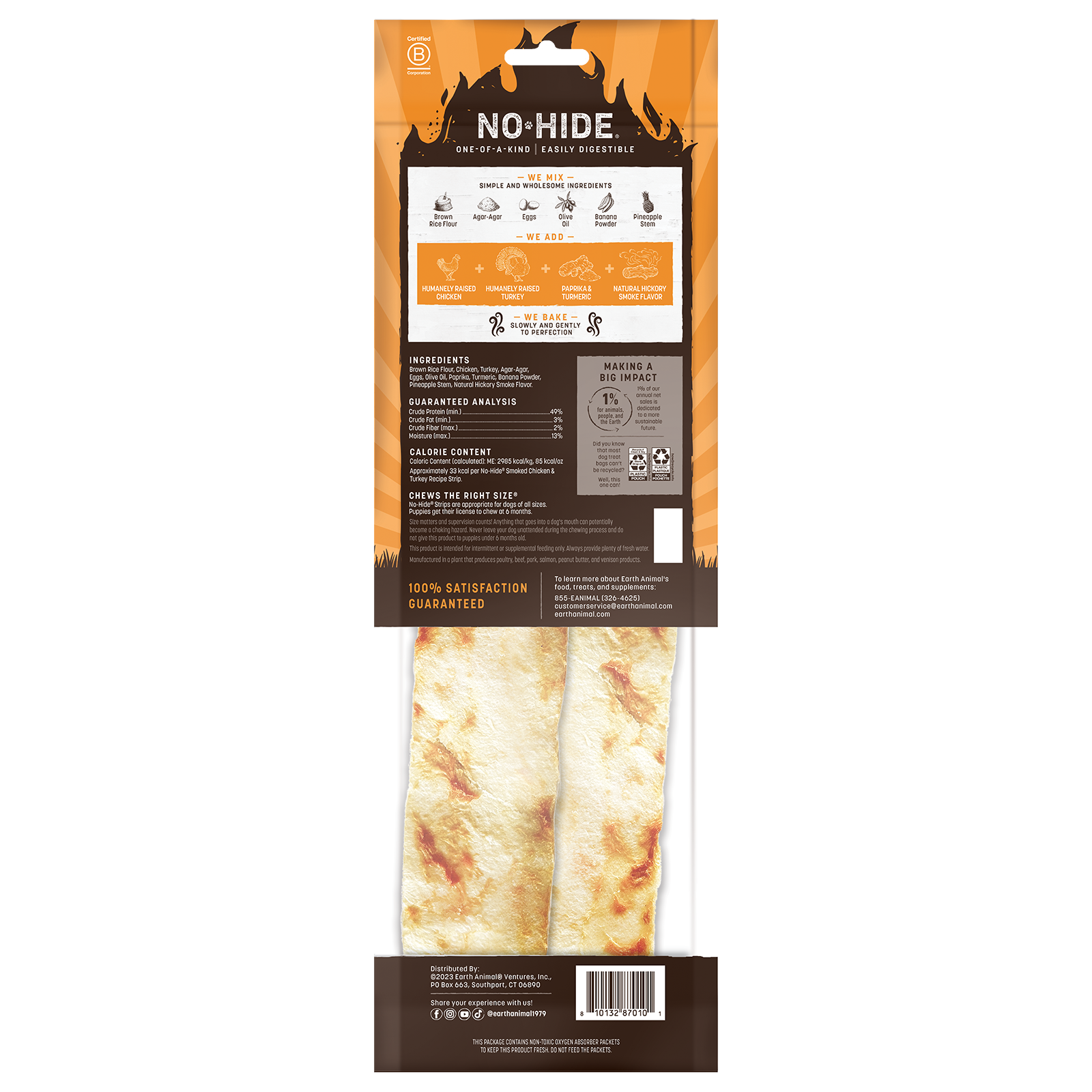 Earth Animal - Smoked Chicken & Turkey No-Hide Strips Dog Treats