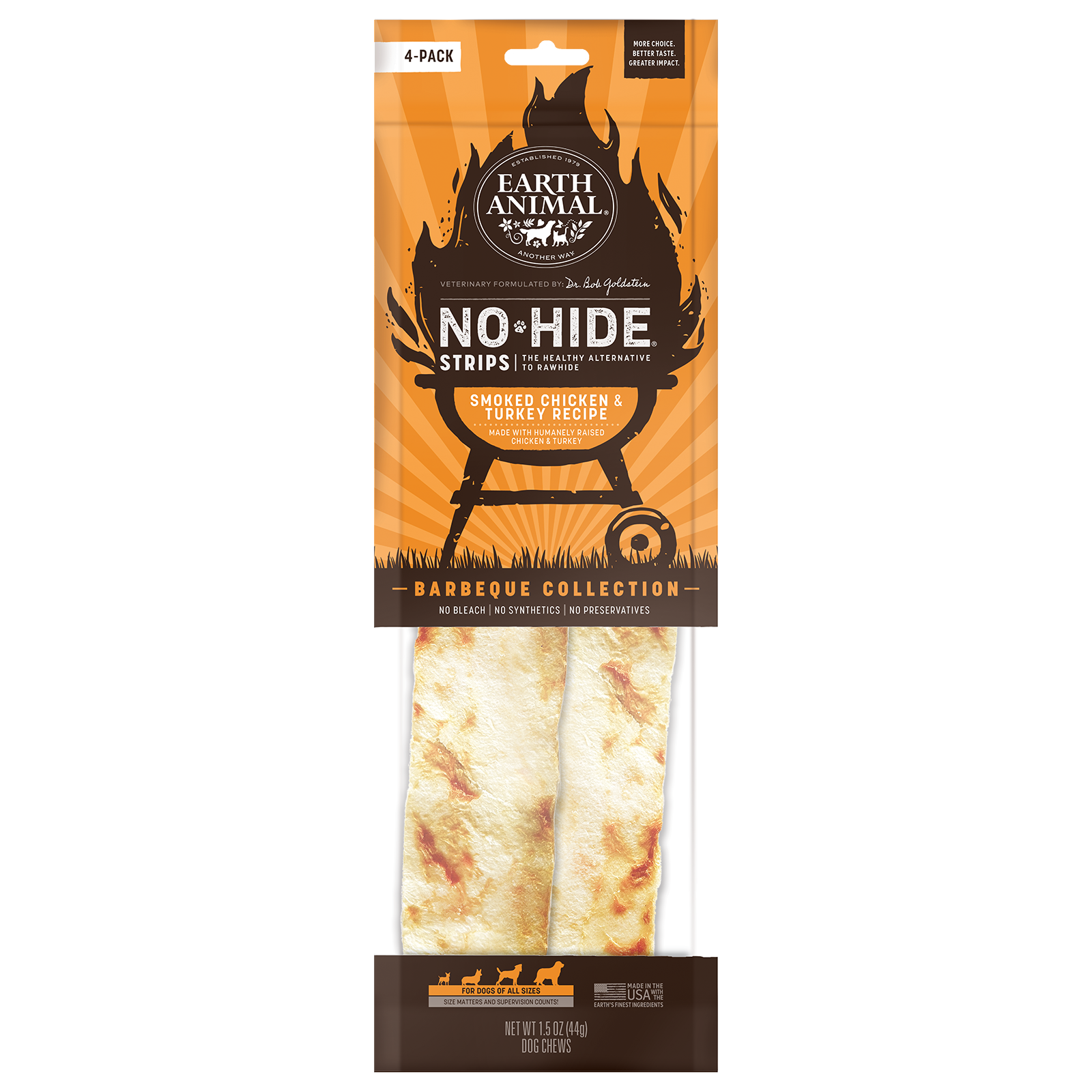 Earth Animal - Smoked Chicken & Turkey No-Hide Strips Dog Treats