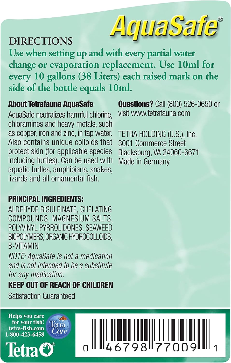 Tetra - AquaSafe Water Conditioner for Reptiles & Amphibians