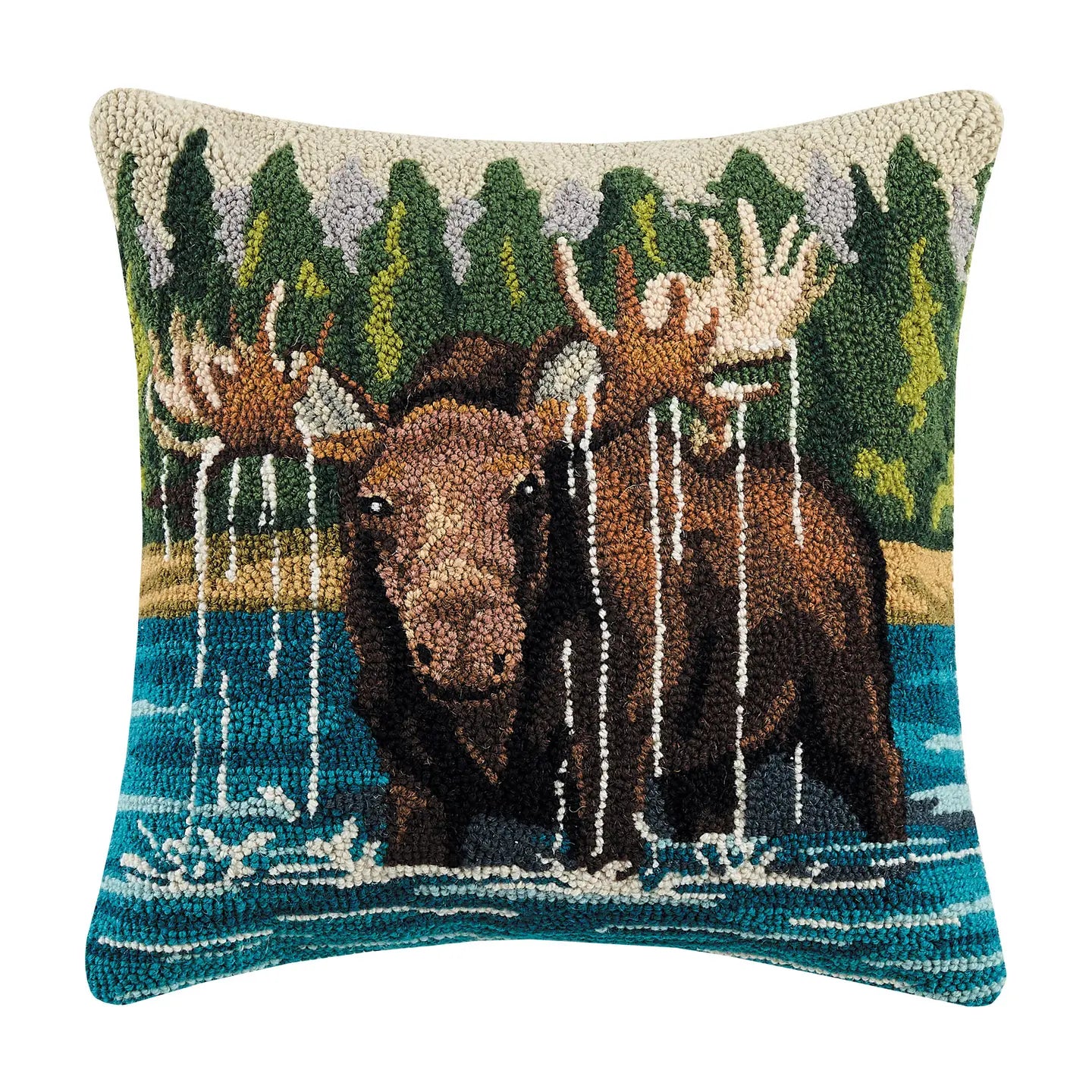 Peking Handicraft - Pillow Moose in The Lake Hook
