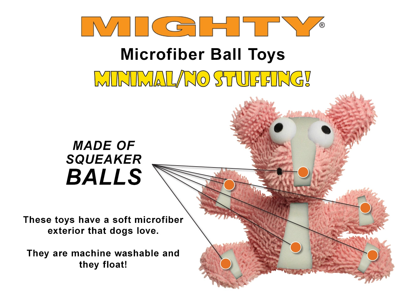 Tuffy Dog Toys - Mighty Junior Microfiber Ball Duck Squeaky Durable Toy
