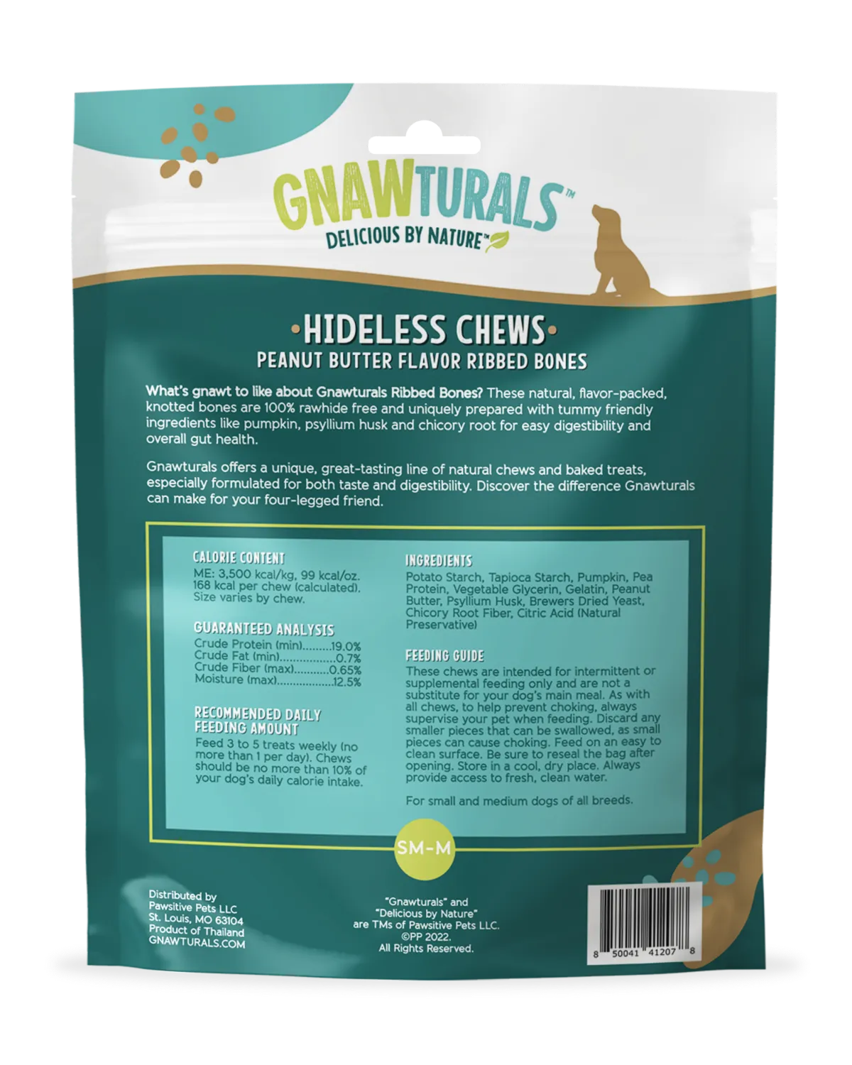 Pawsitive Pets - Gnawturals Hideless Chews - Peanut Butter Ribbed Knotted Bones