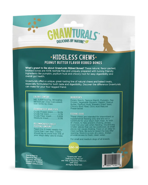 Pawsitive Pets - Gnawturals Hideless Chews - Peanut Butter Ribbed Knotted Bones