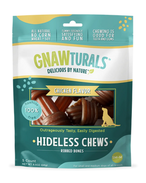 Pawsitive Pets - Gnawturals Hideless Chews - Chicken Ribbed Knotted Bones