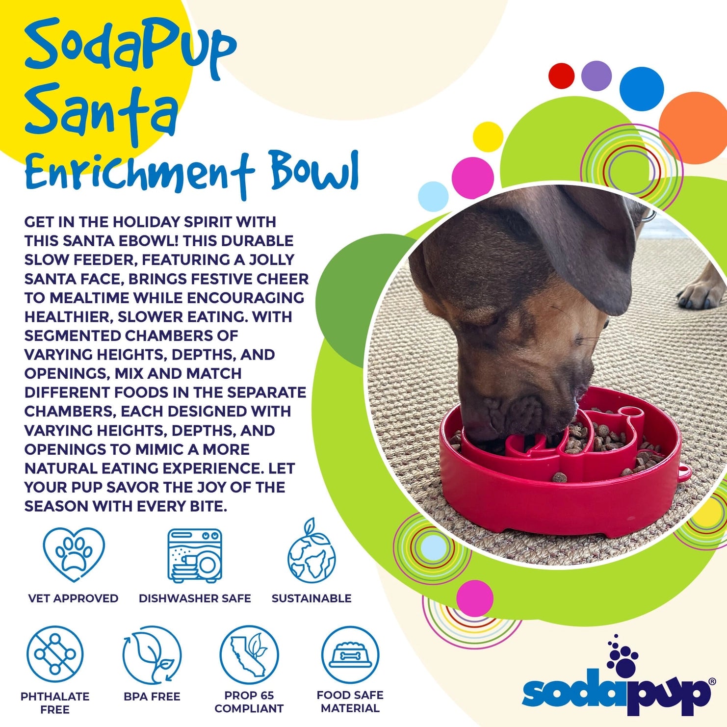 SodaPup - eBowl Enrichment Slow Feeder Santa Design