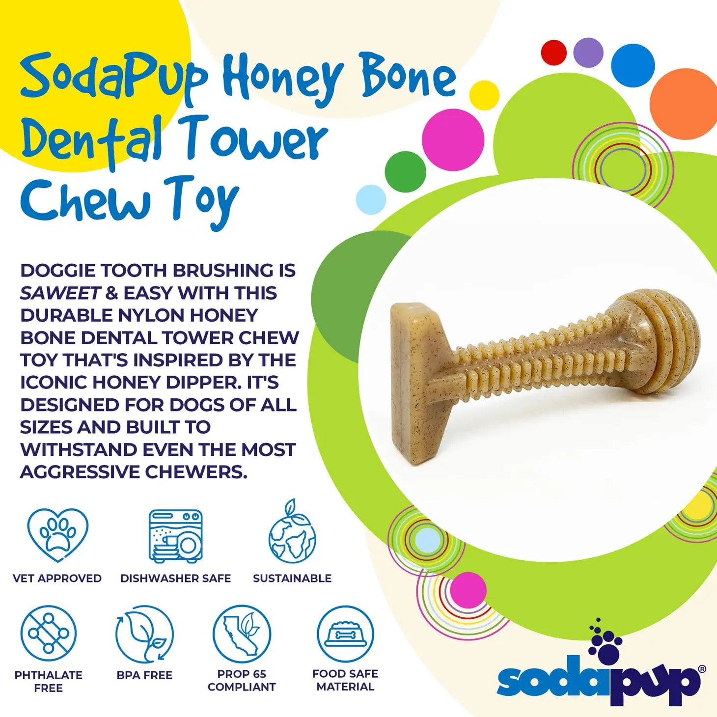 Honey Bone Dental Tower Ultra Durable Nylon Dog Chew Toy - Southern Agriculture 