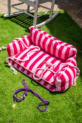 Glow Pups - Dog Bed Sofa Striped Pretty Pink