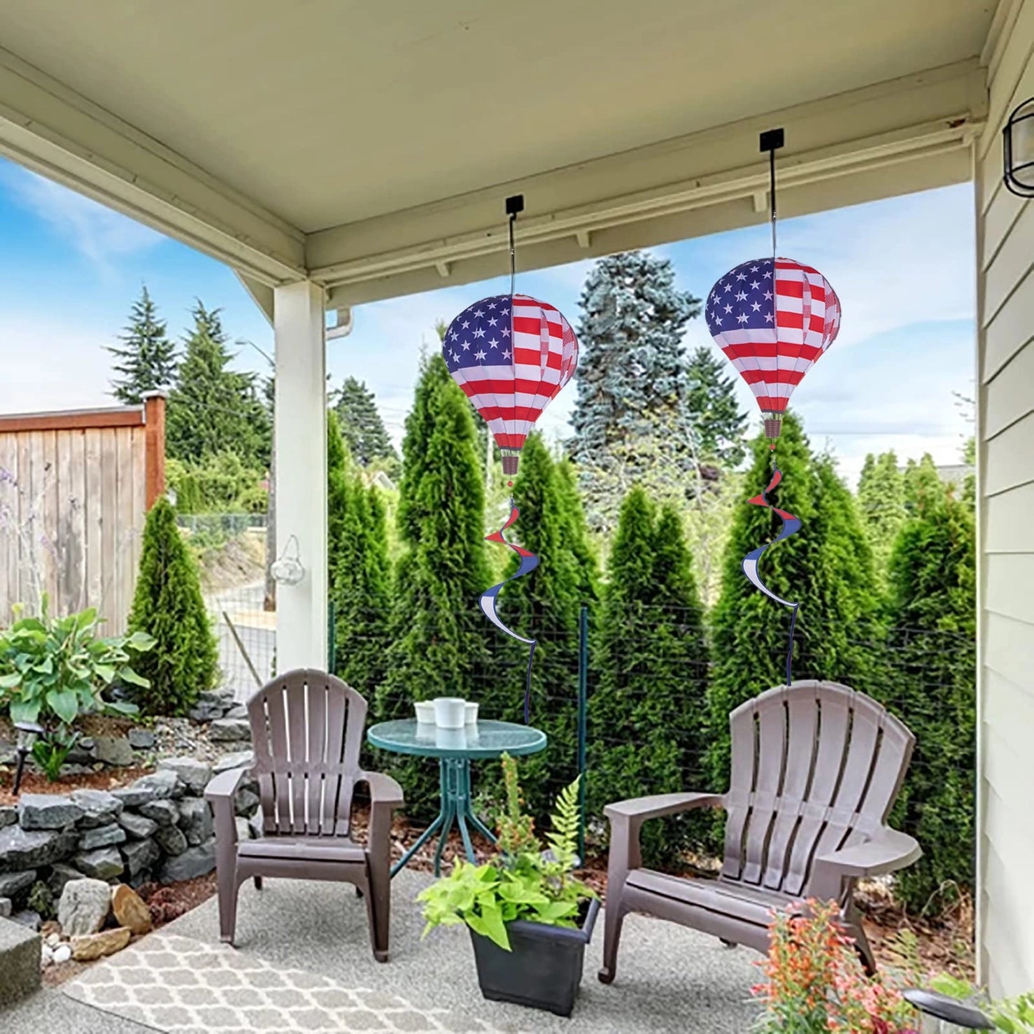 Tsyware - Patriotic Hot Air Balloon Garden Wind Spinner Windmill