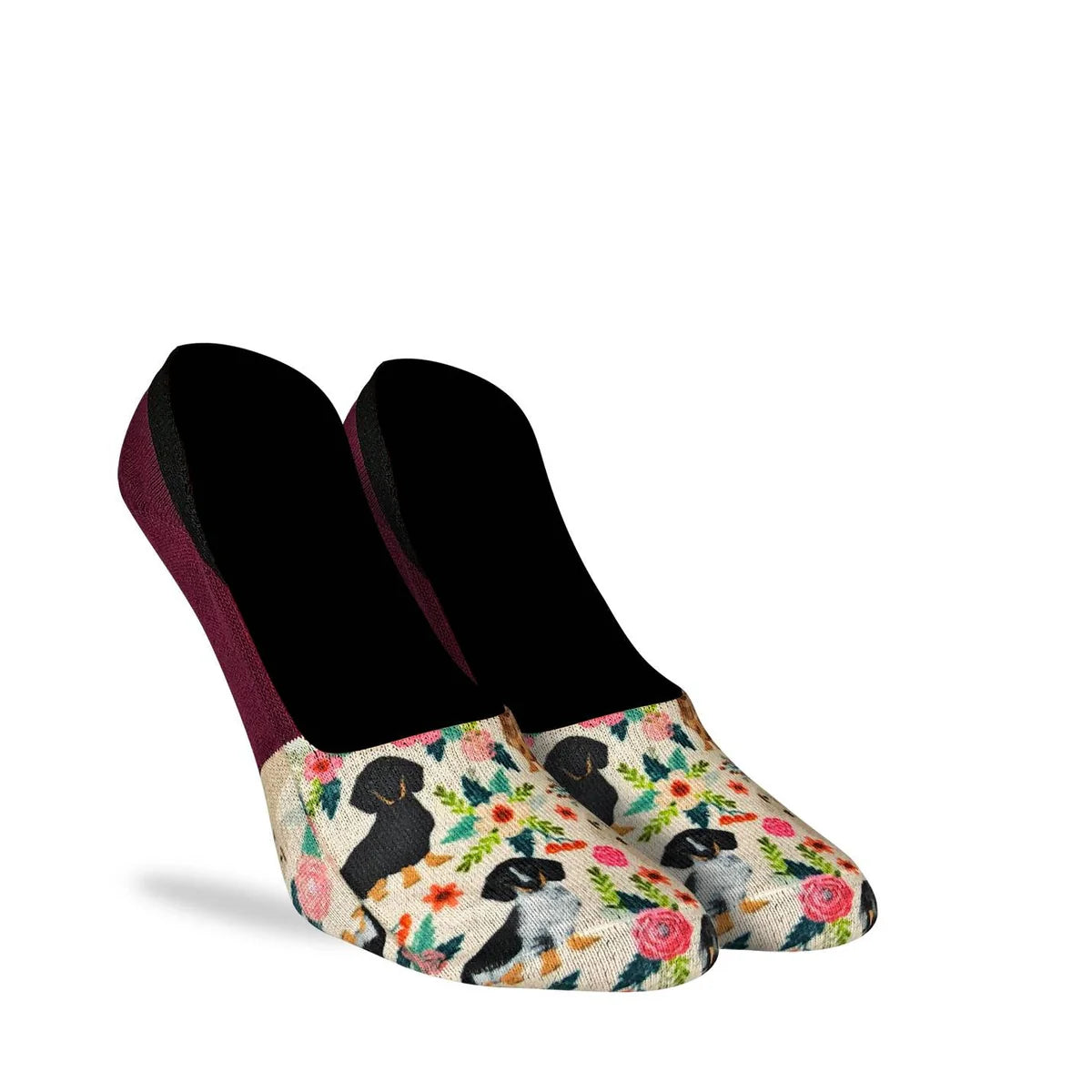 Good Luck Sock - Floral Dachshunds No Show Socks