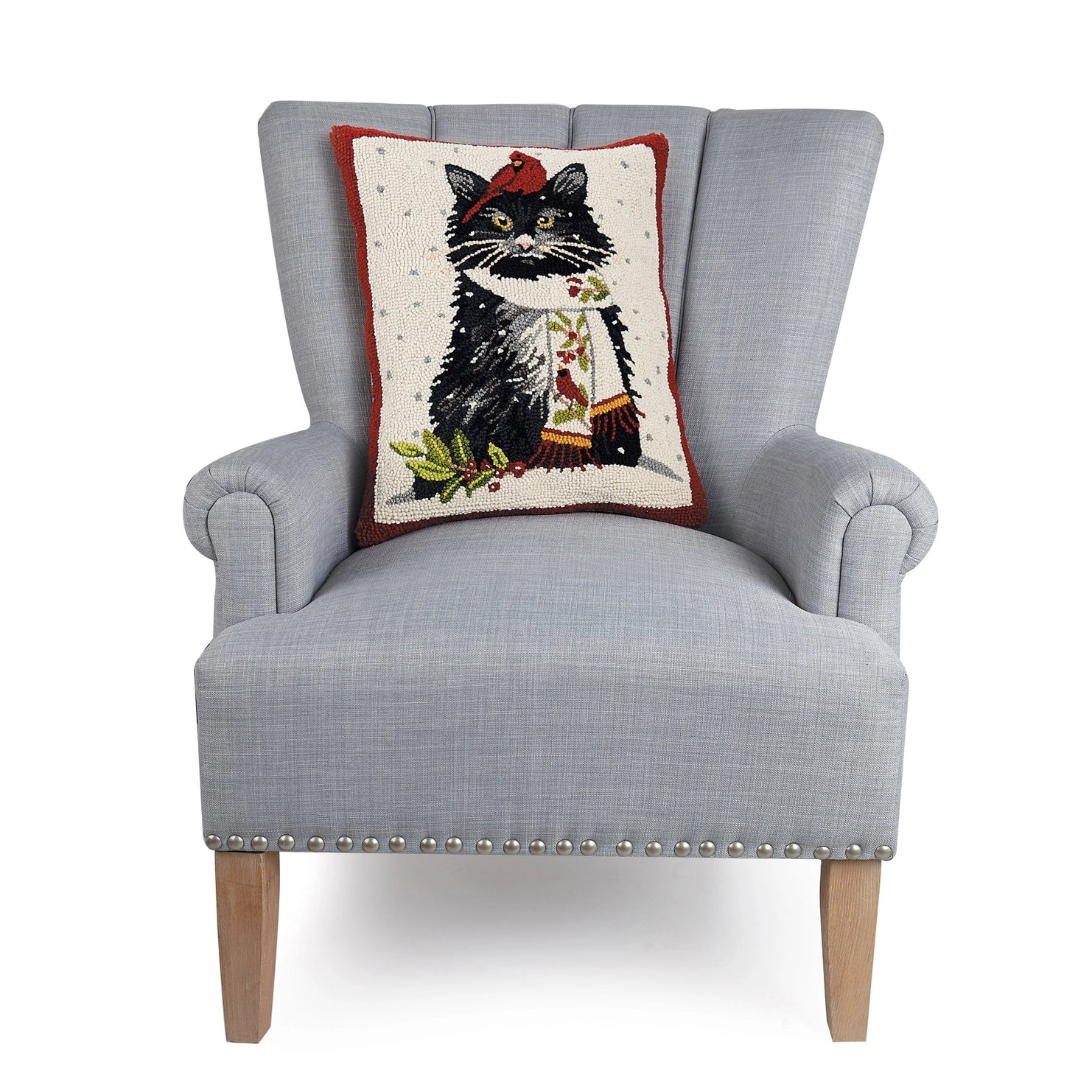 Peking Handicraft - Pillow Hook Holiday Cat with Cardinal