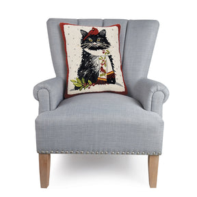 Peking Handicraft - Pillow Hook Holiday Cat with Cardinal