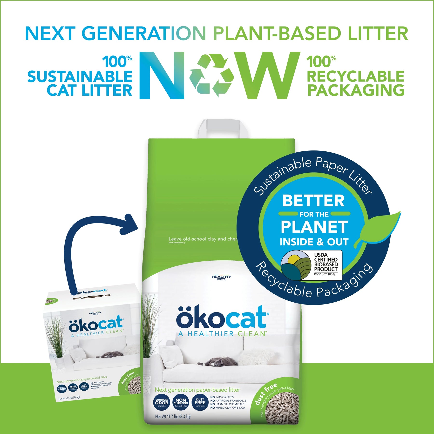 ökocat - Natural Paper Litter Dust Free Non-Clumping