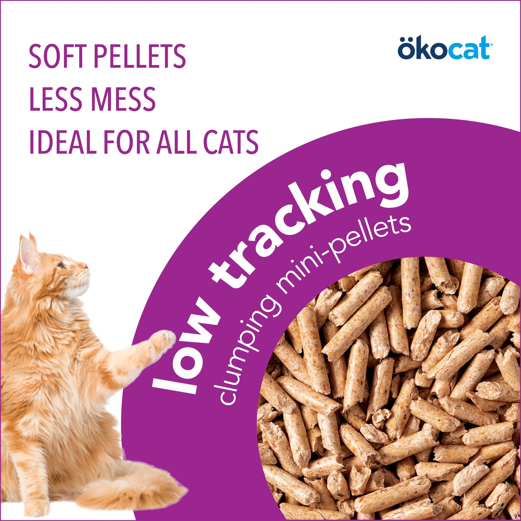 ökocat - Natural Wood Litter Low Tracking Mini Pellets Clumping