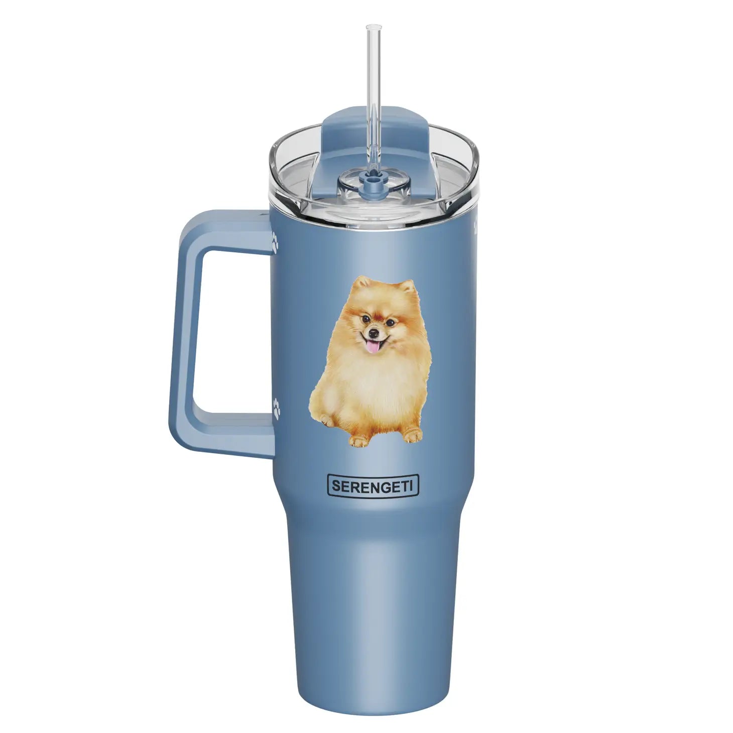E & S Imports - Tumbler with Handle & Straw Pomeranian