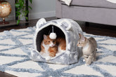 Petmate - Cozy Cave Star Print With Ears & Hanging Toy Inside 13x15x13"