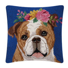 Peking Handicraft - Pillow Hook Floral Bulldog