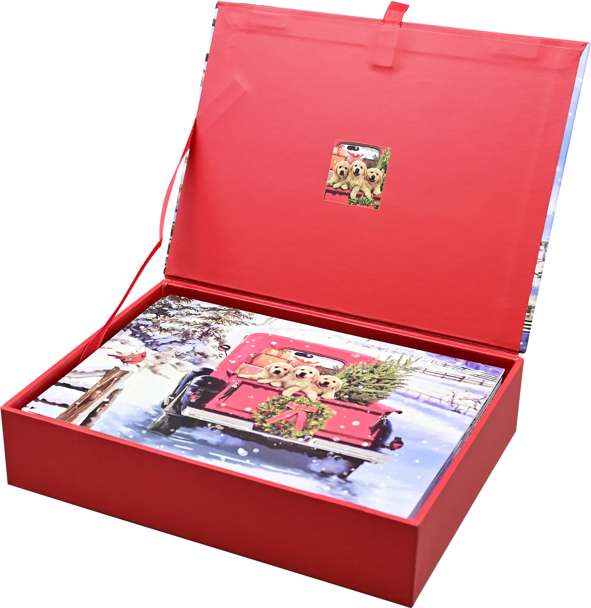 Peter Pauper Press - Holiday Cards 3 Labs in Red Truck w/ Tree