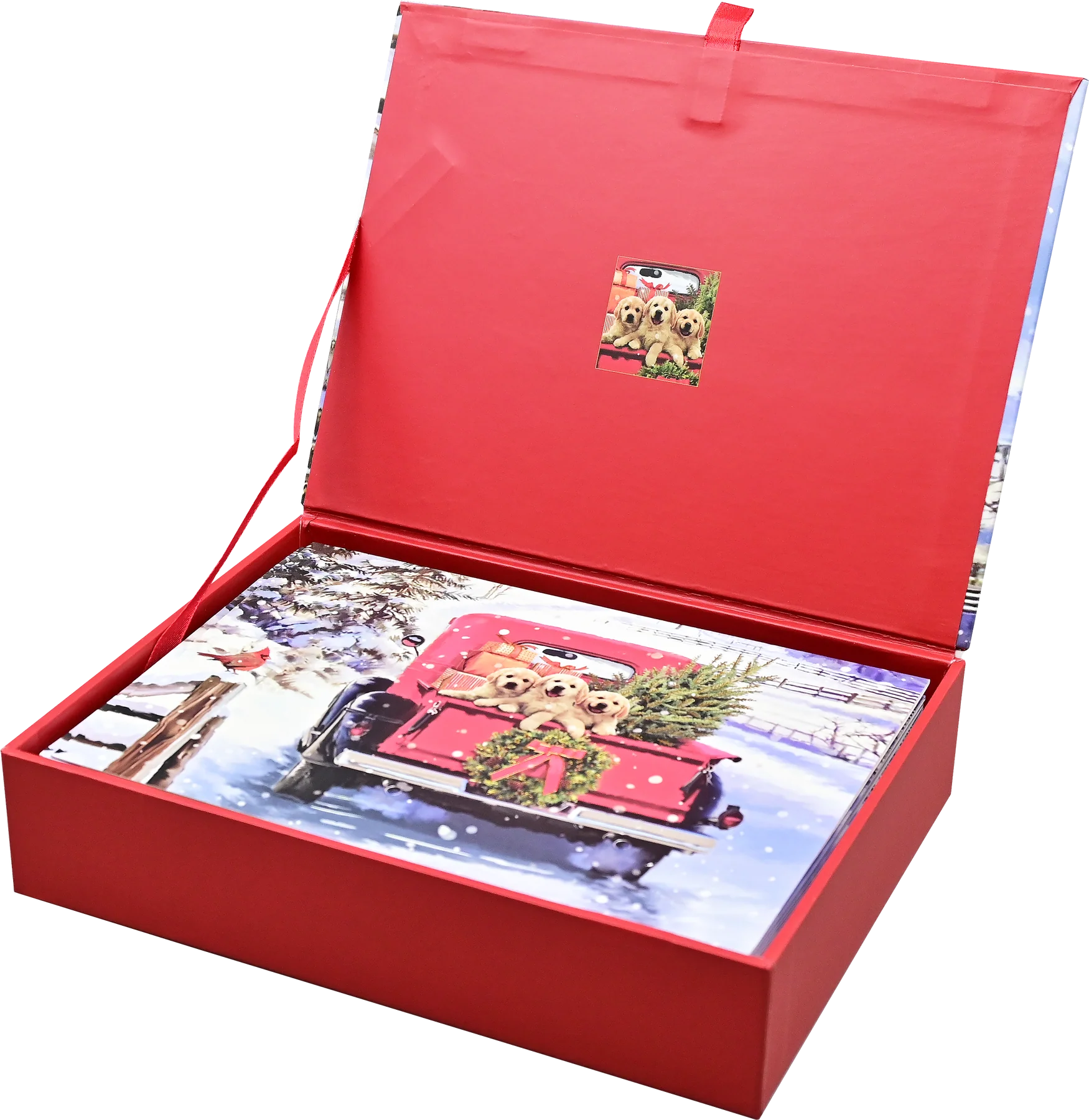 Peter Pauper Press - Holiday Cards 3 Labs in Red Truck w/ Tree