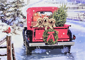 Peter Pauper Press - Holiday Cards 3 Labs in Red Truck w/ Tree