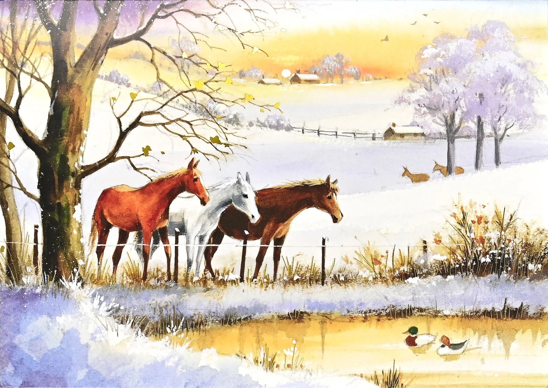 Peter Pauper Press - Holiday Cards Set Horses in Winter