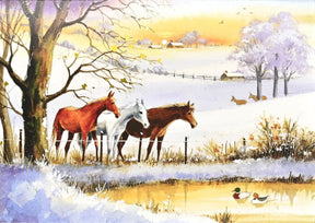 Peter Pauper Press - Holiday Cards Set Horses in Winter