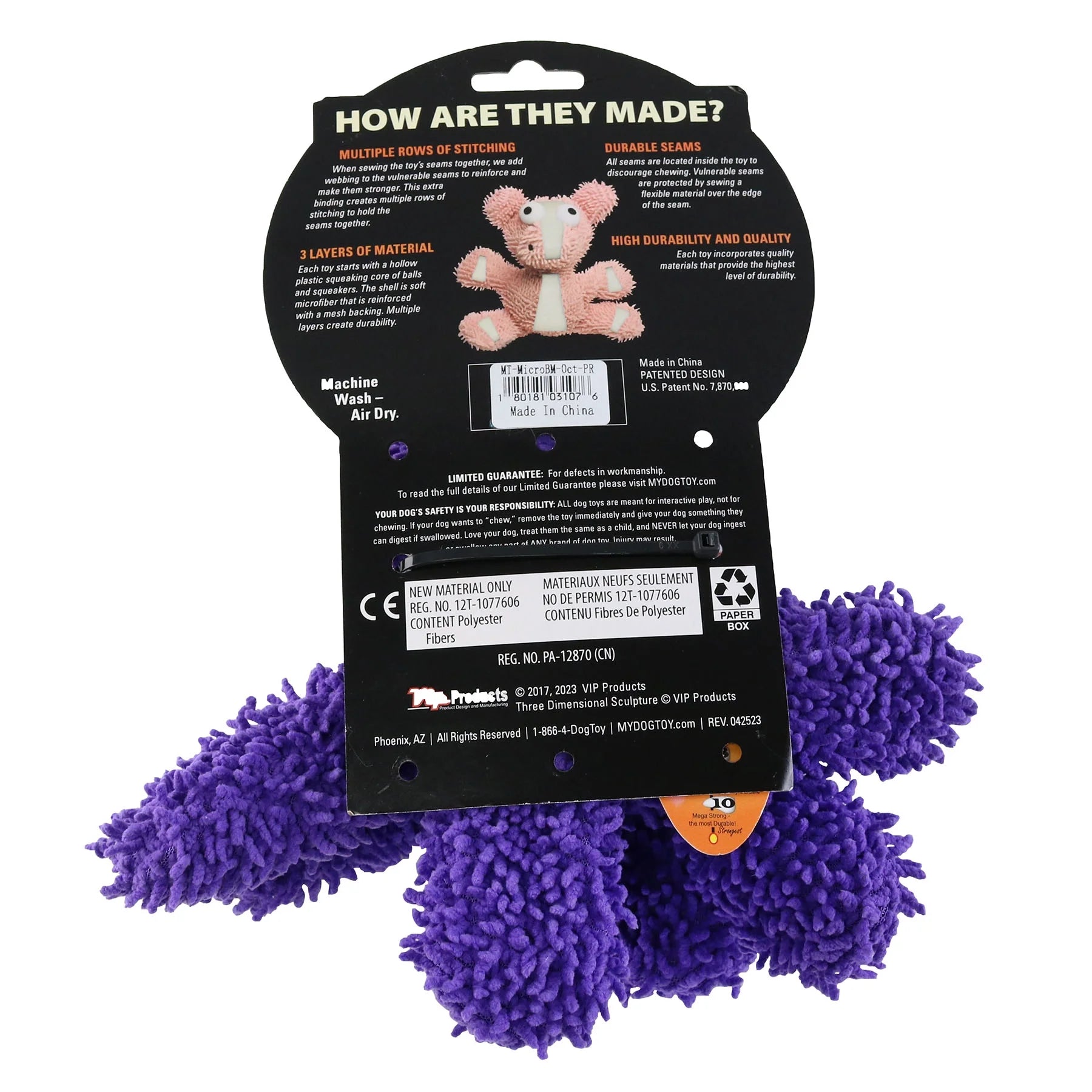 Tuffy Dog Toys - Mighty Microfiber Ball Octopus Squeaky Dog Toy