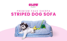 Glow Pups - Dog Bed Sofa Striped Luxury Light Blue