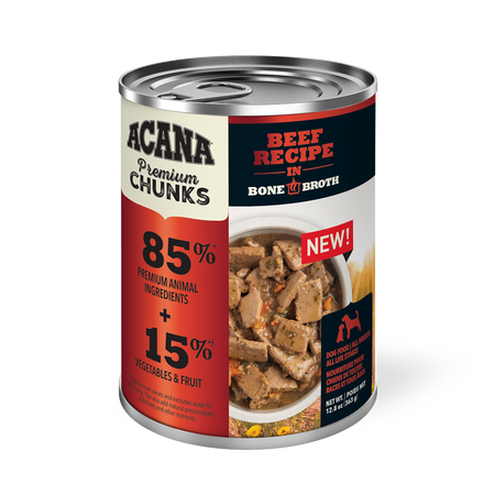 Champion Petfoods, Acana - All Dog Breeds, All Life Stages Premium Chunks, Beef Recipe in Bone Broth - Southern Agriculture 