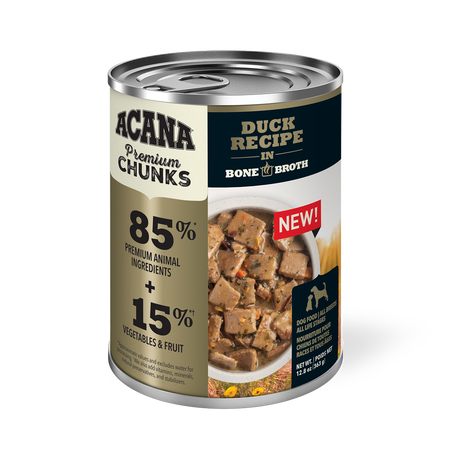 Champion Petfoods, Acana - All Dog Breeds, All Life Stages Premium Chunks, Duck Recipe in Bone Broth - Southern Agriculture 