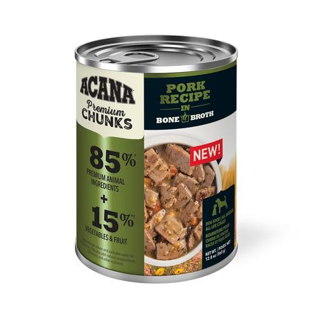 Champion Petfoods, Acana - All Dog Breeds, All Life Stages   Premium Chunks, Pork Recipe in Bone Broth - Southern Agriculture 