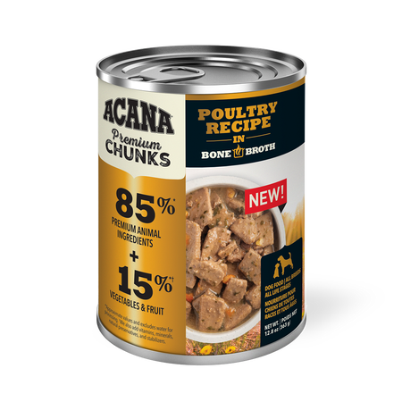 Champion Petfoods, Acana - All Dog Breeds, All Life Stages  Premium Chunks, Poultry Recipe in Bone Broth - Southern Agriculture 