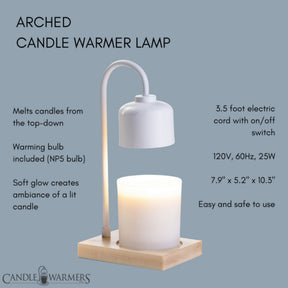 Candle Warmer Lamp White & Wood Arched