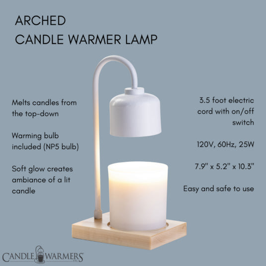 Candle Warmer Lamp White & Wood Arched