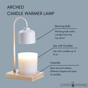 Candle Warmer Lamp White & Wood Arched