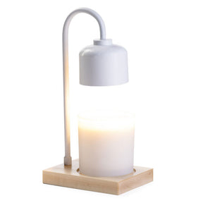 Candle Warmer Lamp White & Wood Arched