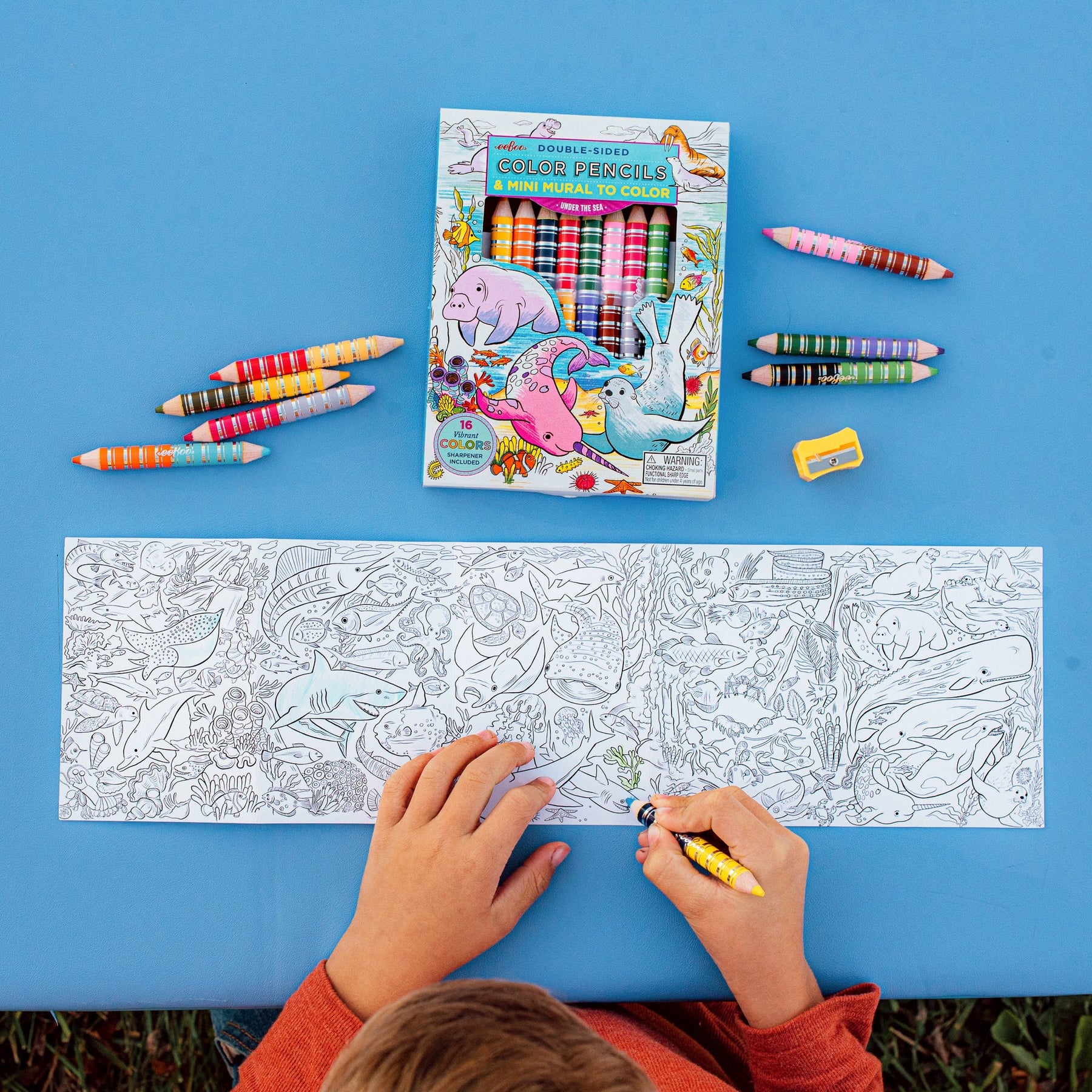 eeBoo - Biggie Pencils with Fold-Out Mini Mural - Under the Sea