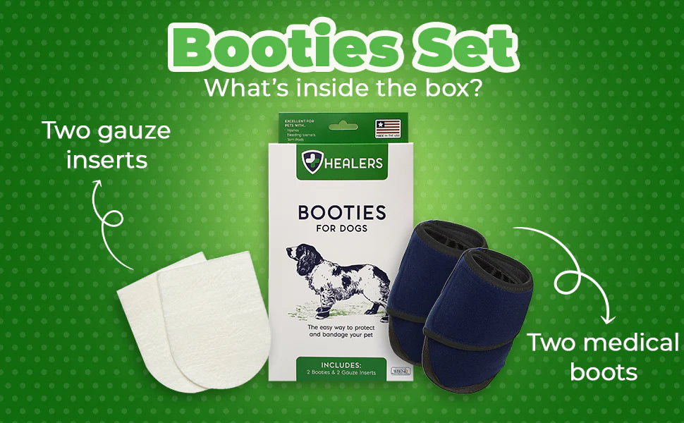 Healers PetCare - Booties for Dogs (2 Booties & 2 Gauze Inserts)